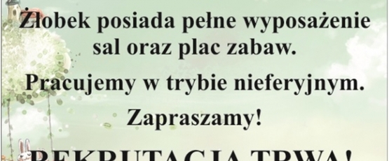 REKRUTACJA DO ŻŁOBKA „PRZYJAZNY ŚWIAT MALUCHA” TRWA !!!!!