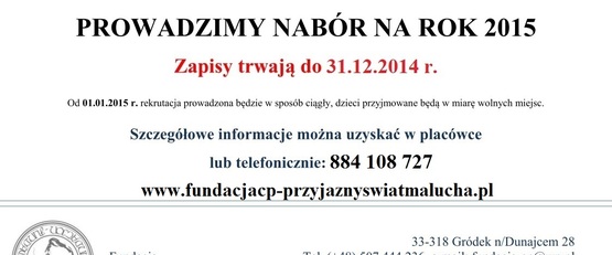 Rekrutacja do żłobka "Przyjazny Świat malucha"