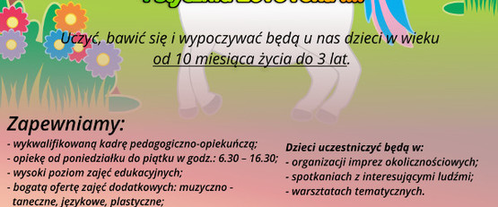 Zapraszamy dzieci  Zapraszamy dzieci do żłobka pod nazwą "Przystanek Maluszka" w Chełmcu prowadzonego przez LGD „Korona Sądecka”