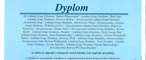 Nagroda dla LGD w kategorii rozwój lokalny oraz nagroda specjalna w konkursie na projekty współpracy