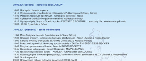 Zapraszamy na "Świętojańskie Powitanie Lata w Królowej Górnej 29-30 czerwca 2013" 